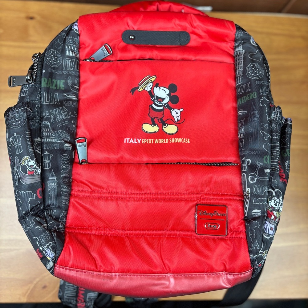 Lug Disney Parks Epcot Italy Red and Black Backpack